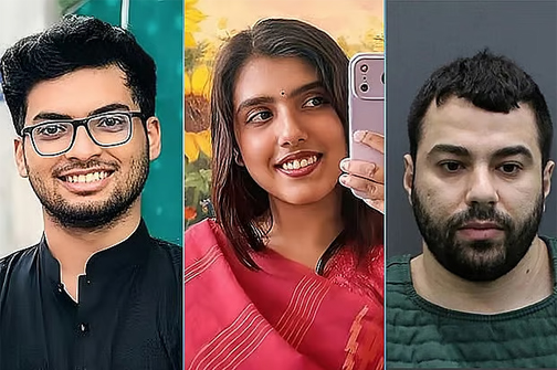 (বাঁয়ের থেকে) জামিল আহমেদ লিমন, নাহিদা সুলতানা বৃষ্টি এবং সন্দেহভাজন হিসেবে গ্রেপ্তার লিমনের রুমমেট হিশাম আবুঘরবেহ